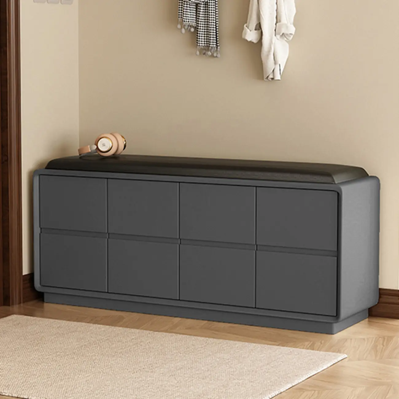 Minimalist Entryway 2-tier Upholstered Shoe Storage Bench Image - 13 | homeyfad