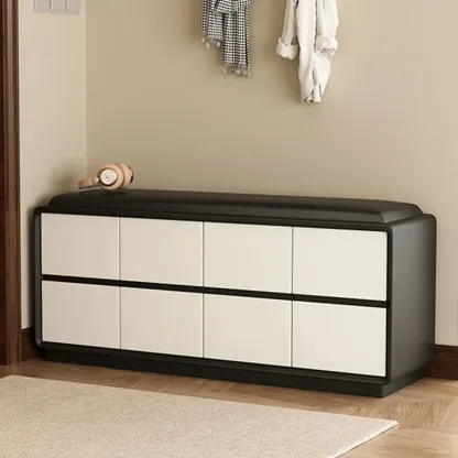Minimalist Entryway 2-tier Upholstered Shoe Storage Bench Image - 21