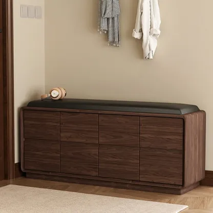 Minimalist Entryway 2-tier Upholstered Shoe Storage Bench Image - 23