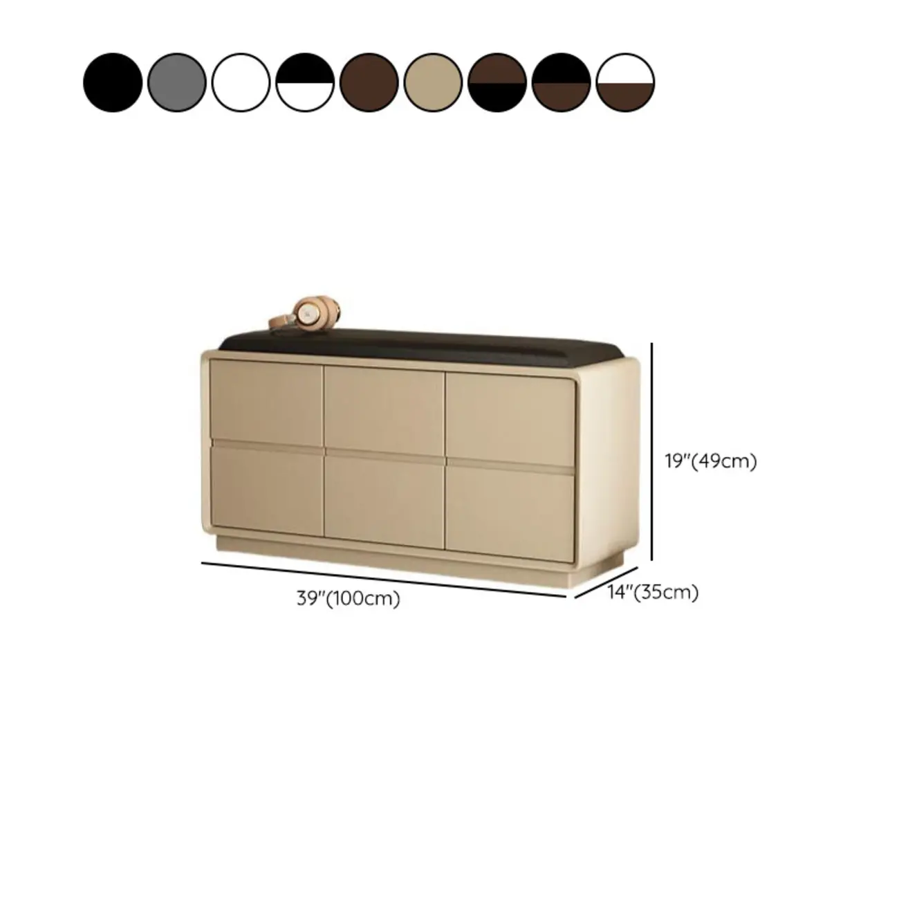Minimalist Entryway 2-tier Upholstered Shoe Storage Bench #size | homeyfad