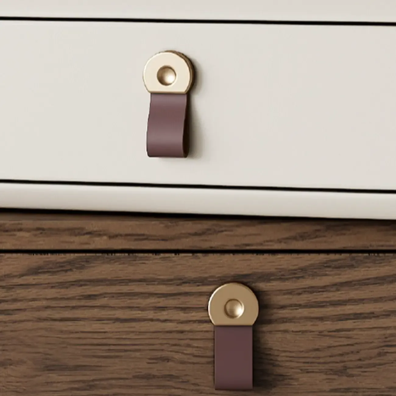 Swivel Contemporary Wood Faux Leather Wrapped Nightstand Image - 7