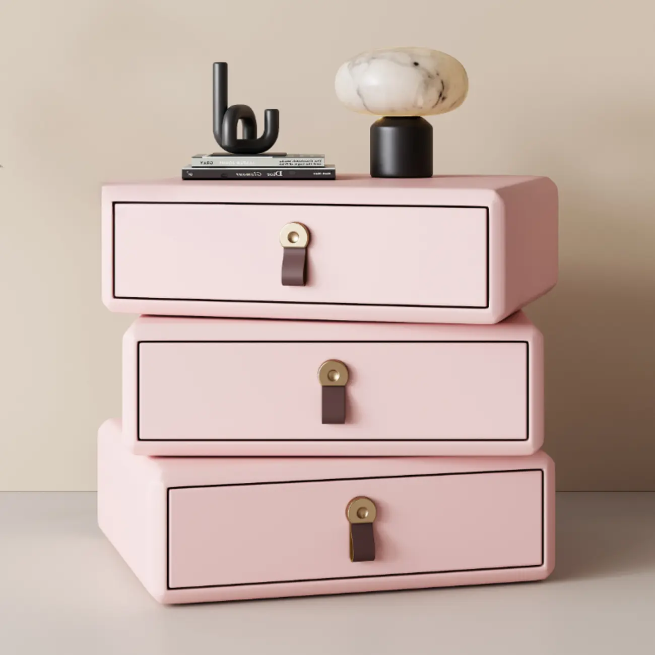 Swivel Contemporary Wood Faux Leather Wrapped Nightstand Image - 12 | homeyfad