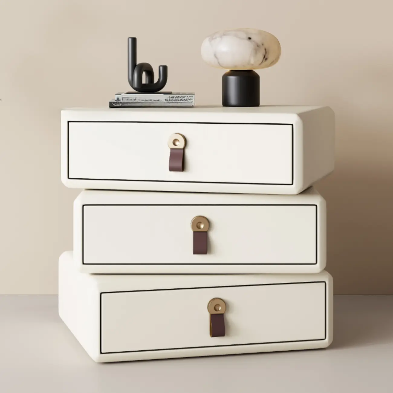 Swivel Contemporary Wood Faux Leather Wrapped Nightstand Image - 15 | homeyfad