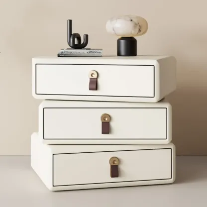 Swivel Contemporary Wood Faux Leather Wrapped Nightstand Image - 15