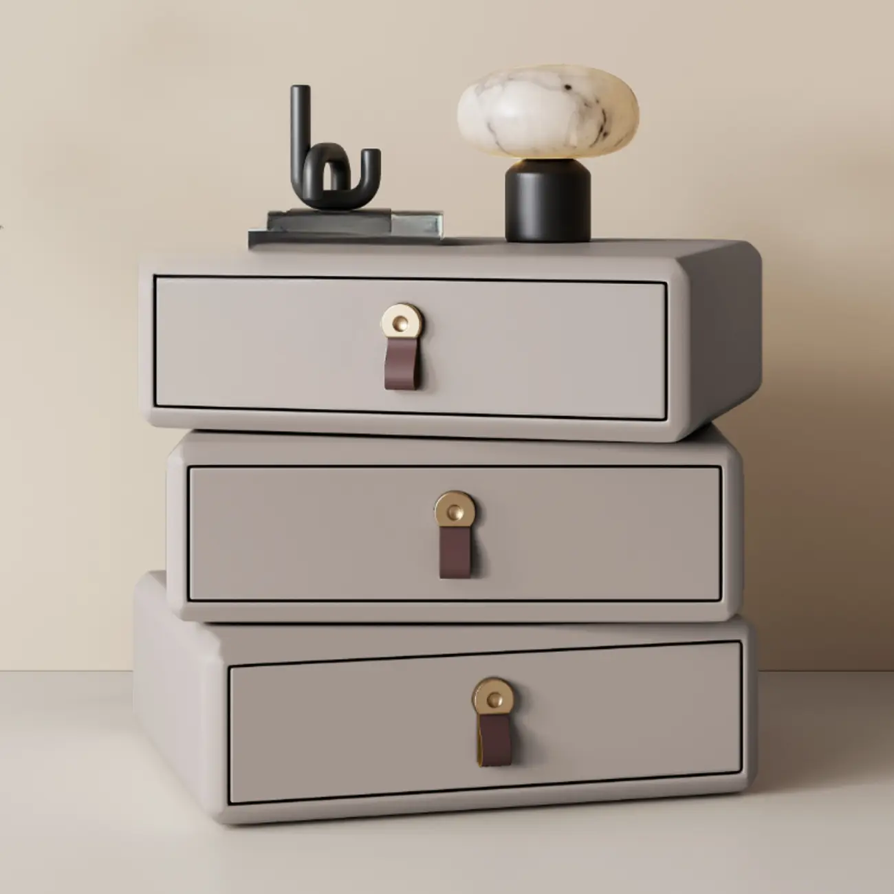 Swivel Contemporary Wood Faux Leather Wrapped Nightstand Image - 16 | homeyfad