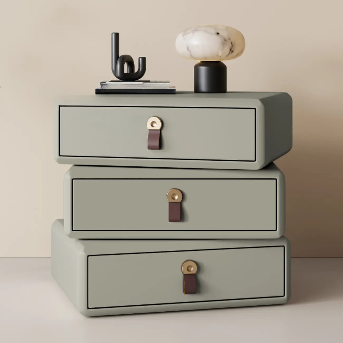 Swivel Contemporary Wood Faux Leather Wrapped Nightstand Image - 17 | homeyfad