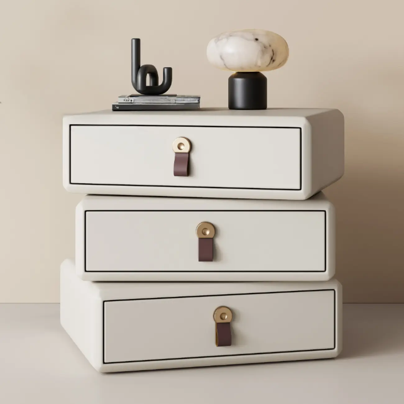 Swivel Contemporary Wood Faux Leather Wrapped Nightstand Image - 20 | homeyfad