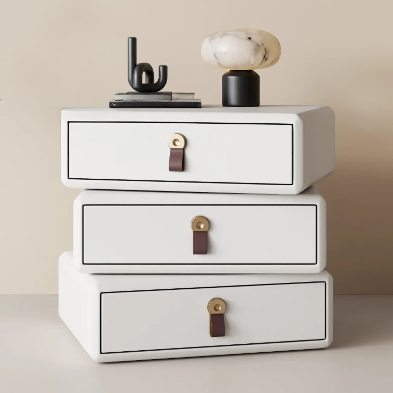 Swivel Contemporary Wood Faux Leather Wrapped Nightstand Image - 21 | homeyfad