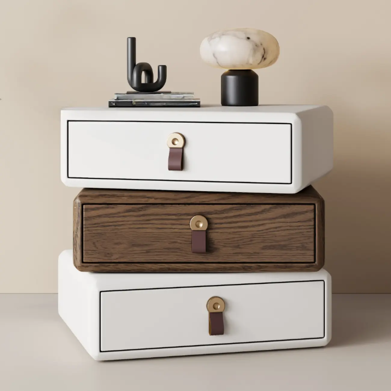 Swivel Contemporary Wood Faux Leather Wrapped Nightstand Image - 23 | homeyfad