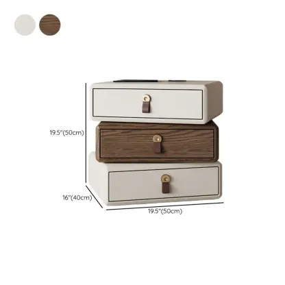 Swivel Contemporary Wood Faux Leather Wrapped Nightstand Image - 27