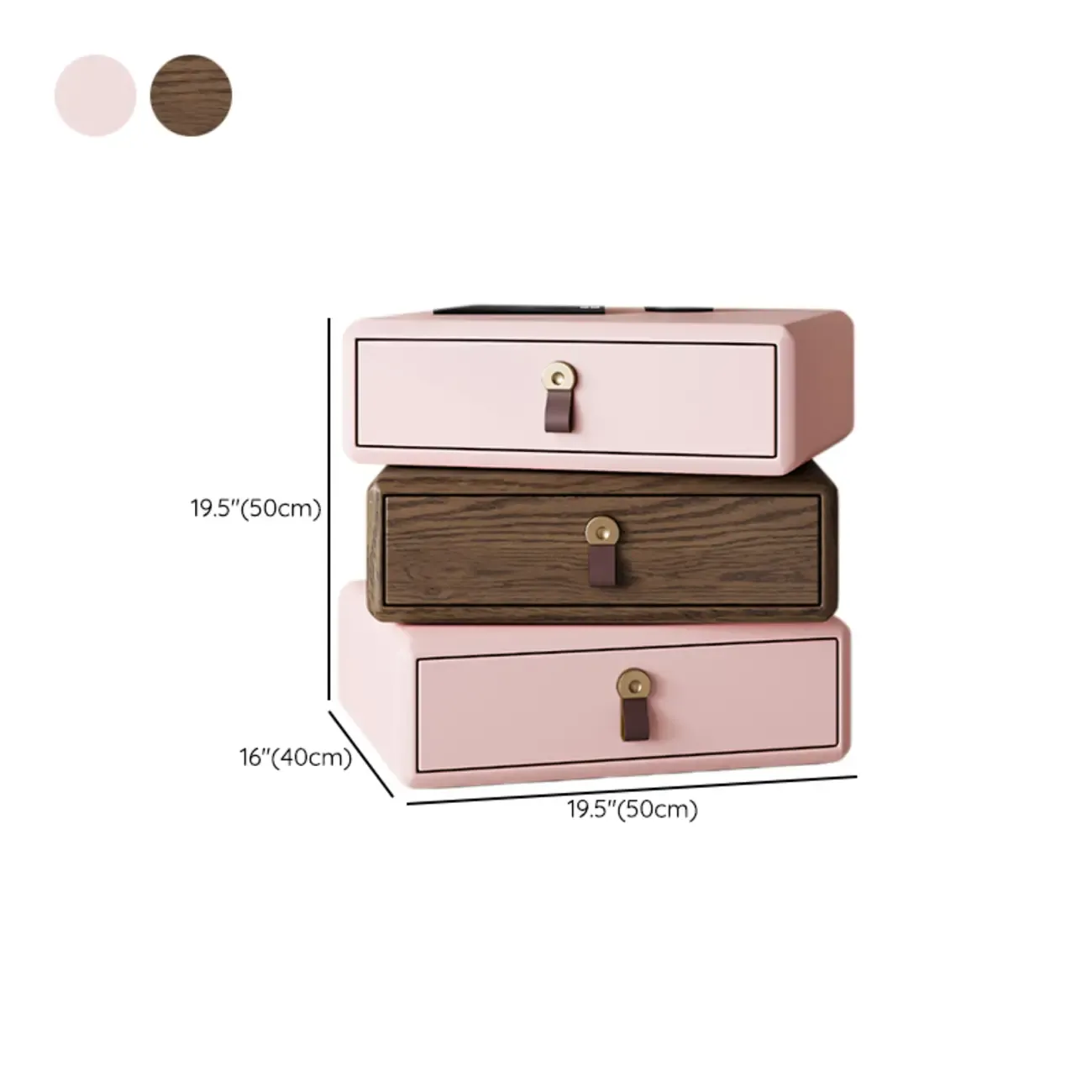 Swivel Contemporary Wood Faux Leather Wrapped Nightstand Image - 30