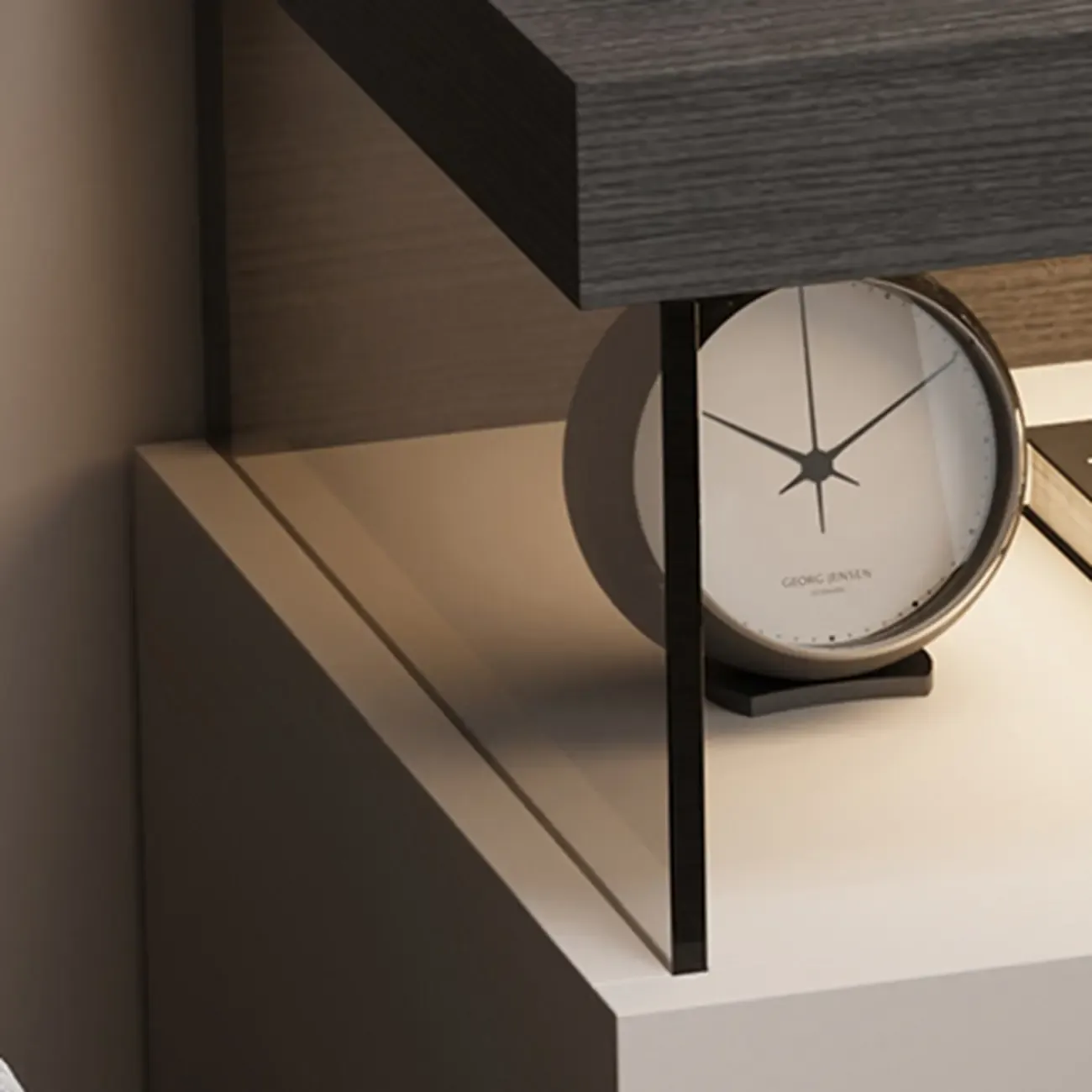 Elegant Khaki Modern Wooden Nightstand with Drawer Image - 4