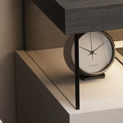 Elegant Khaki Modern Wooden Nightstand with Drawer Image - 4