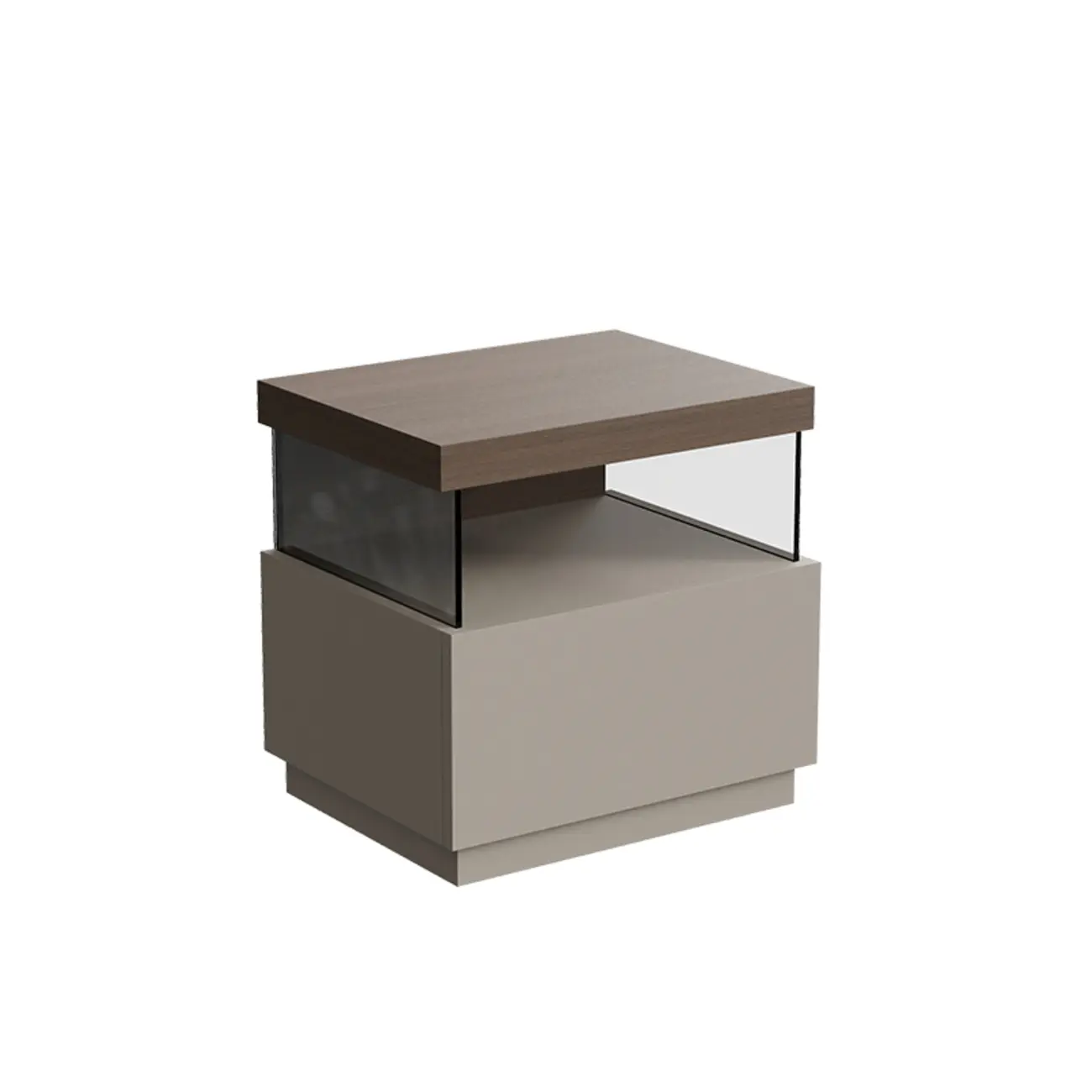 Elegant Khaki Modern Wooden Nightstand with Drawer Image - 11 | homeyfad