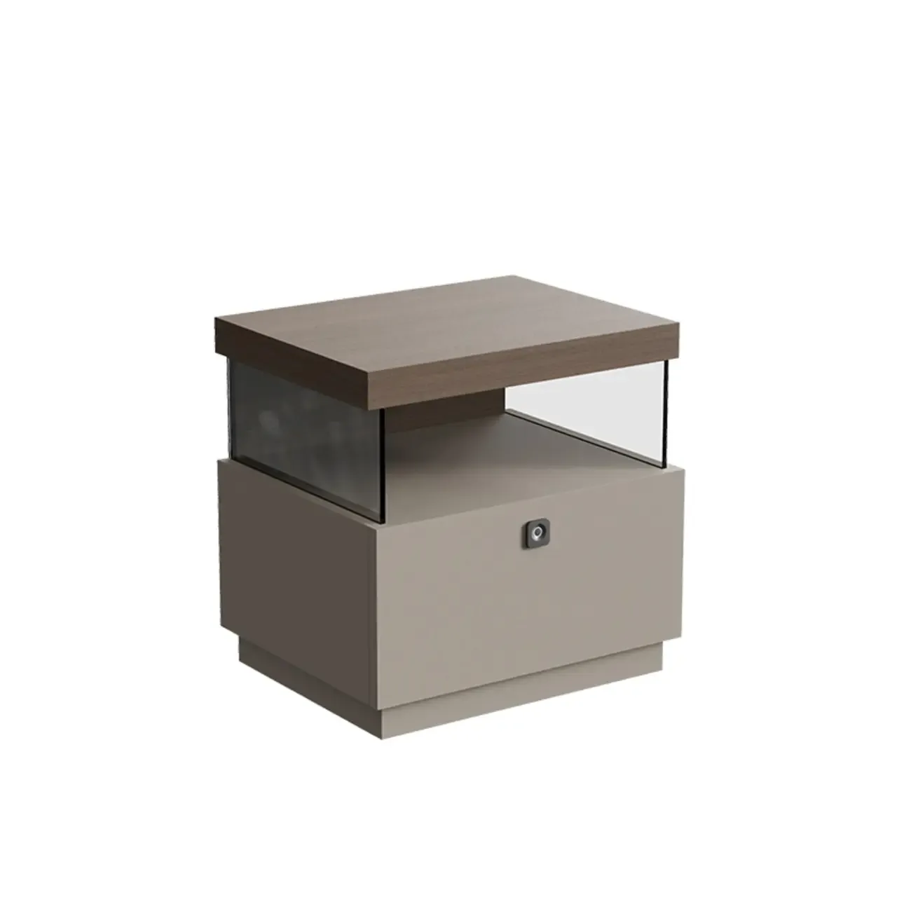 Elegant Khaki Modern Wooden Nightstand with Drawer Image - 13