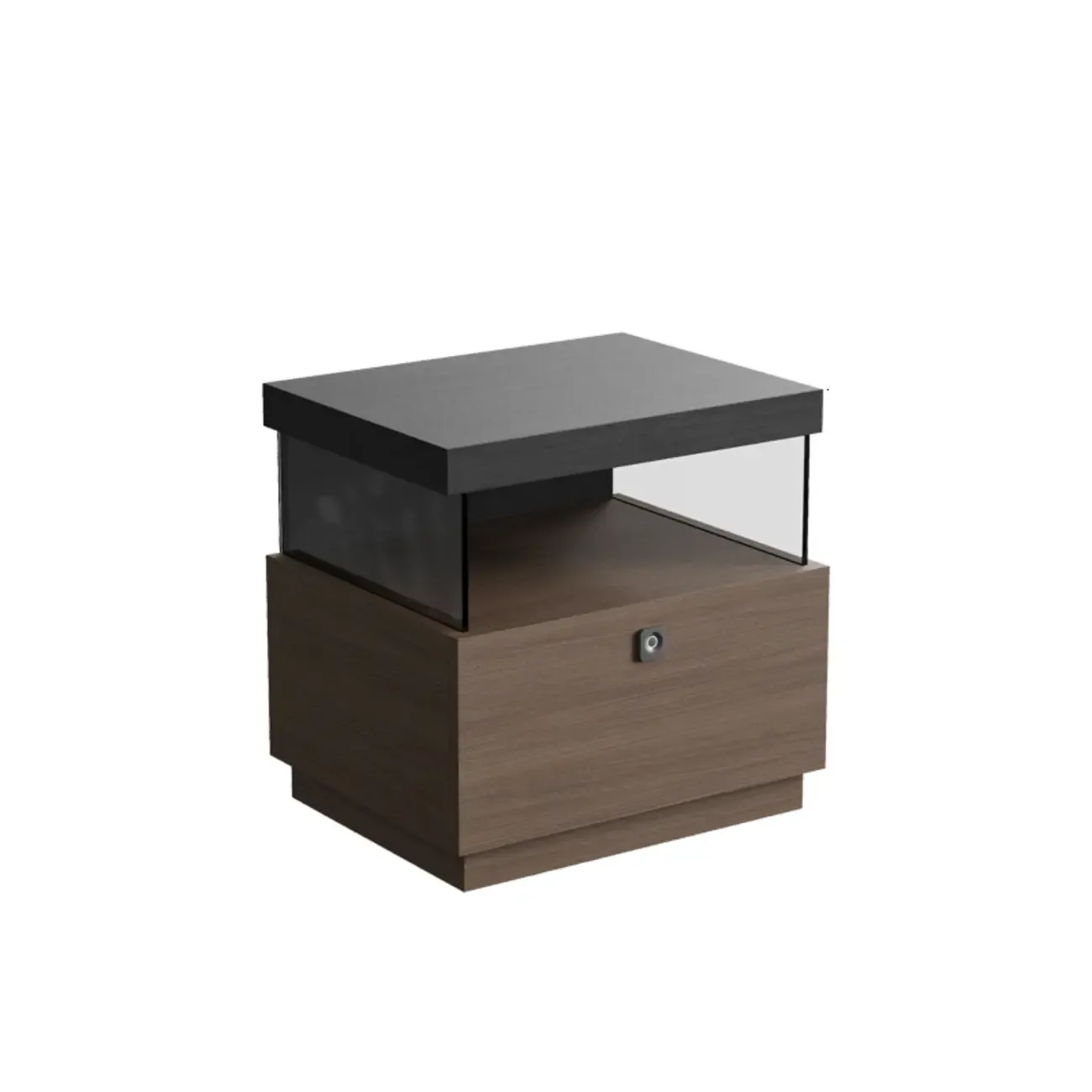Elegant Khaki Modern Wooden Nightstand with Drawer Image - 15