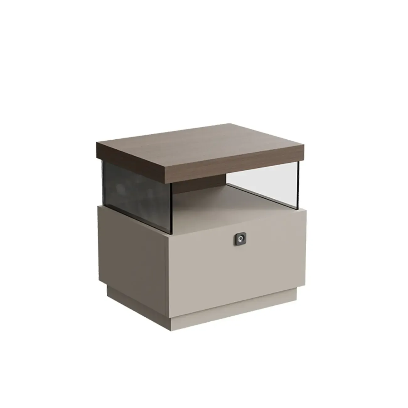 Elegant Khaki Modern Wooden Nightstand with Drawer Image - 16