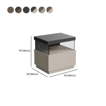 Elegant Khaki Modern Wooden Nightstand with Drawer #size