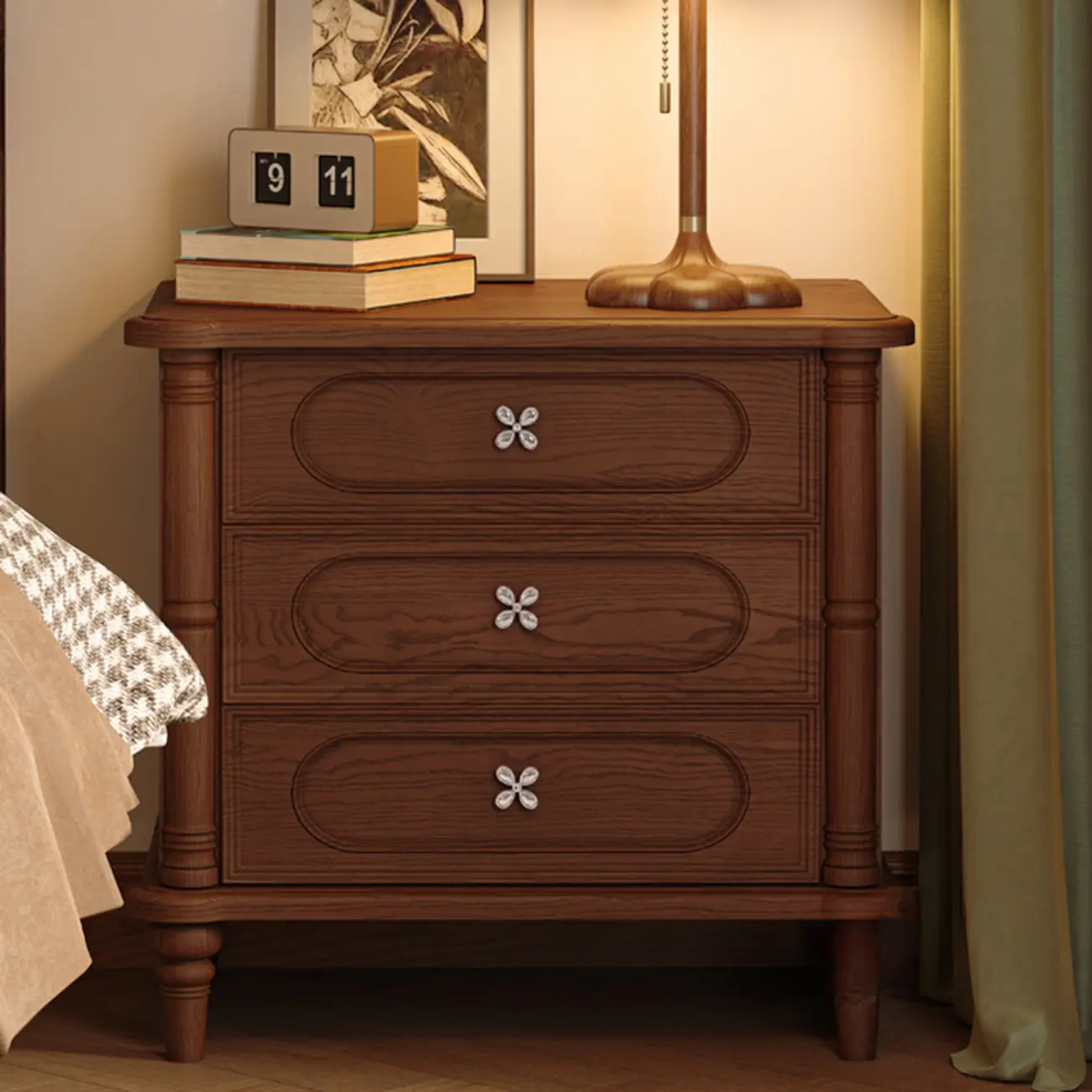 Traditional Wooden Nightstand with Hidden Built-in Safe Image - 1 | homeyfad