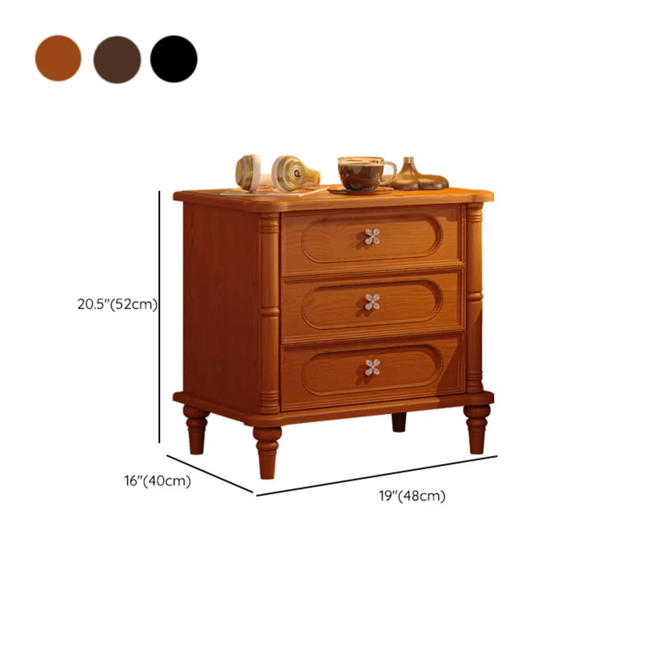 Traditional Wooden Nightstand with Hidden Built-in Safe #size | homeyfad