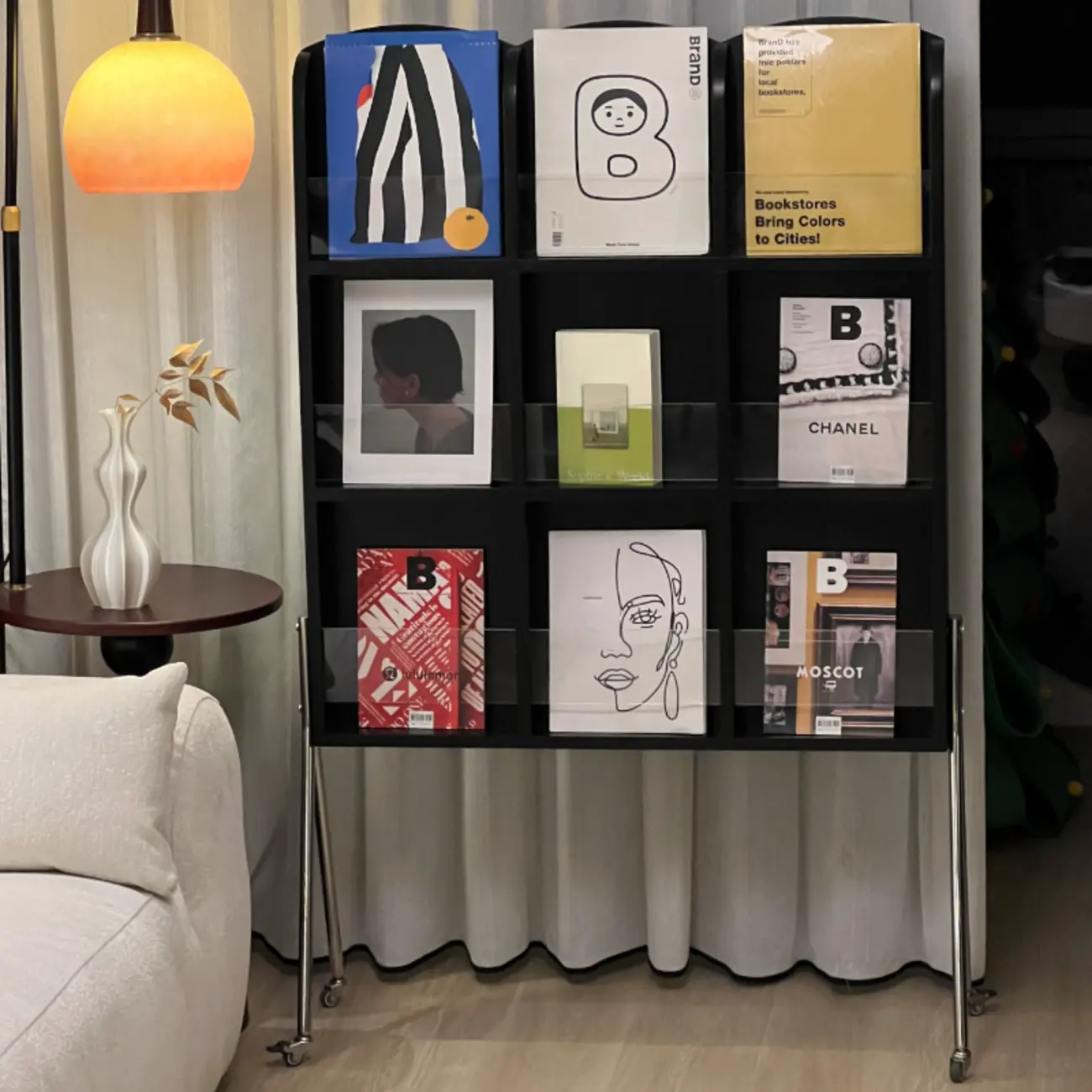 Organizing Shelf with 3-Shelf in Natural Wood, Vertical Closed Back Design Image - 9 | homeyfad