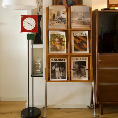 Organizing Shelf with 3-Shelf in Natural Wood, Vertical Closed Back Design Image - 11