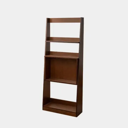Elegant Vertical Wood Open Back Display Ladder Bookcase Image - 4