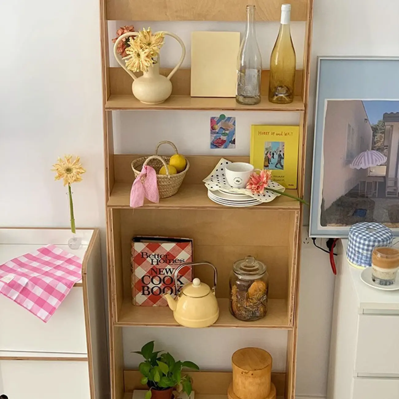 Elegant Vertical Wood Open Back Display Ladder Bookcase Image - 8 | homeyfad