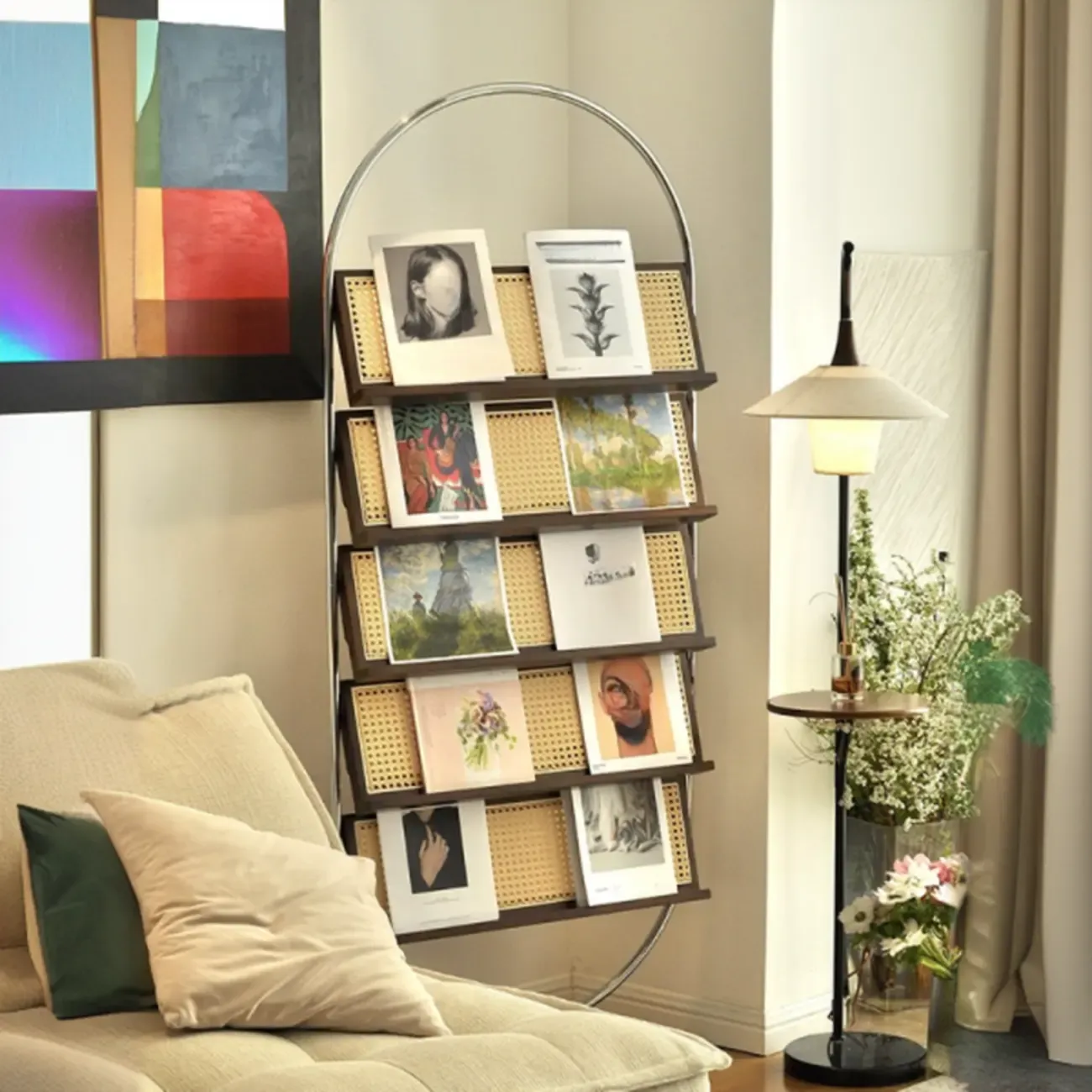 5-tier Modern Alloy Display Vertical Closed Back Bookcase Image - 2