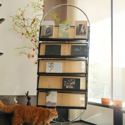 5-tier Modern Alloy Display Vertical Closed Back Bookcase Image - 4