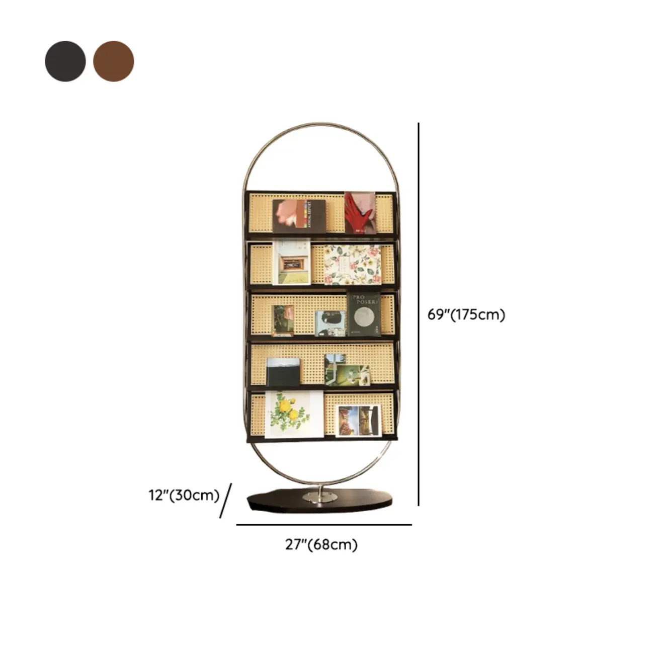 5-tier Modern Alloy Display Vertical Closed Back Bookcase #size | homeyfad