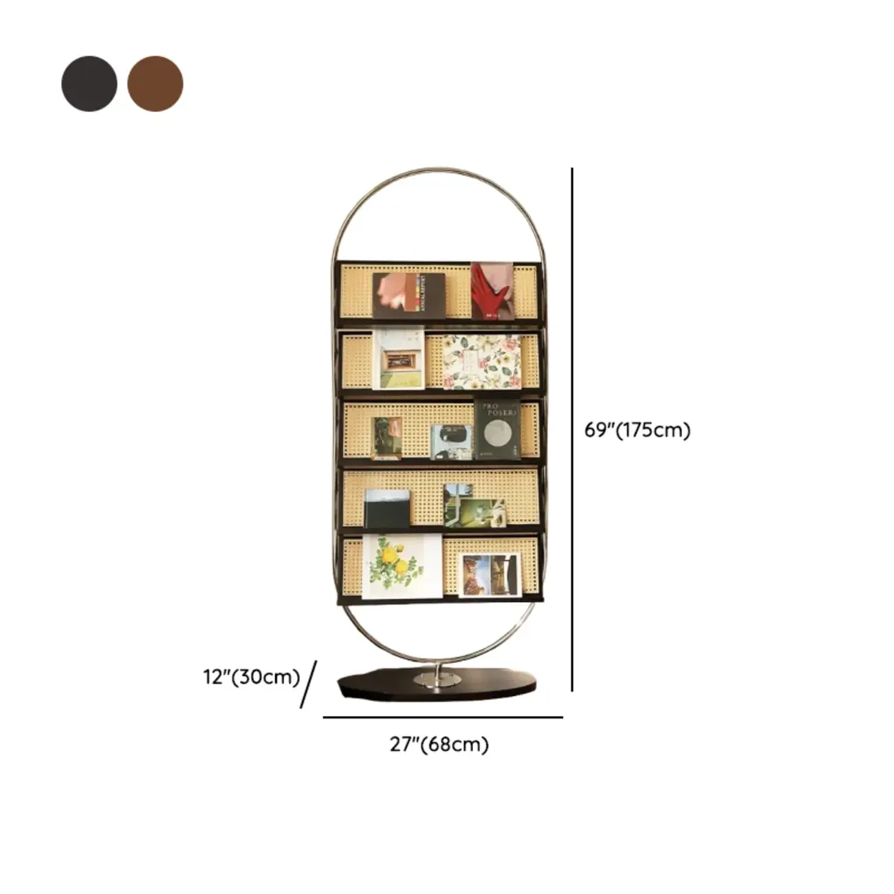 5-tier Modern Alloy Display Vertical Closed Back Bookcase #size
