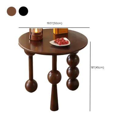 Mid Century Modern Round Rubberwood Coffee Table Three-legs Image - 9