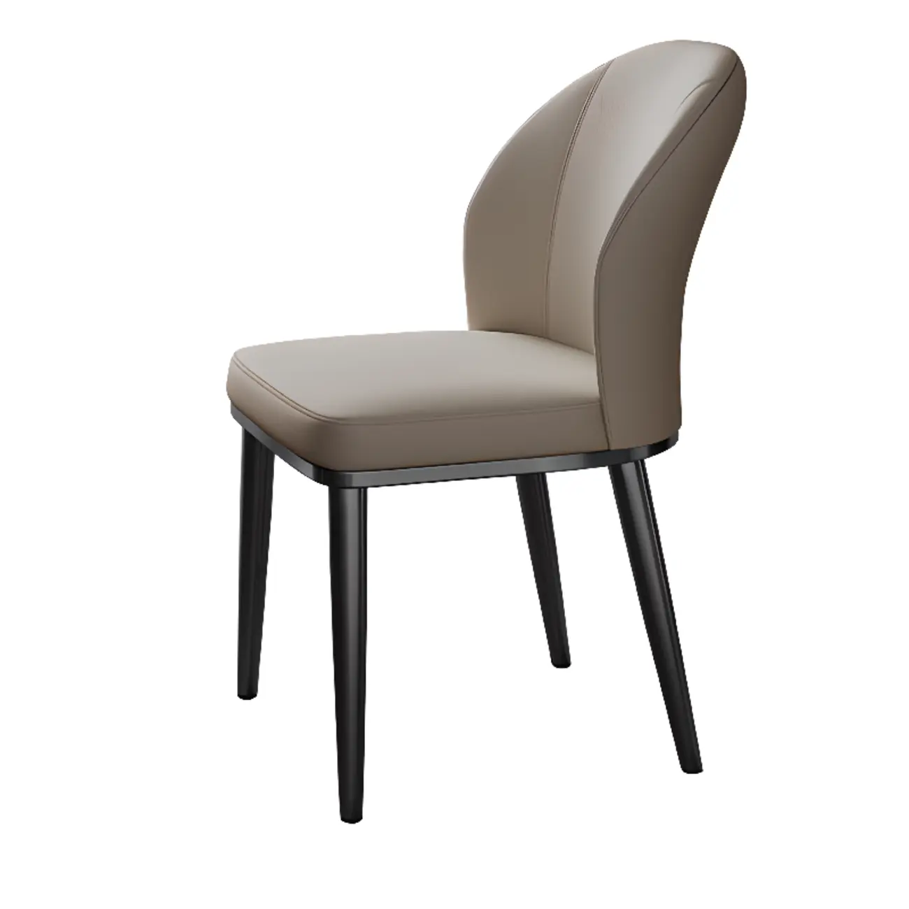 Modern Solid Back Upholstered Faux Leather Dining Chair Image - 8 | homeyfad