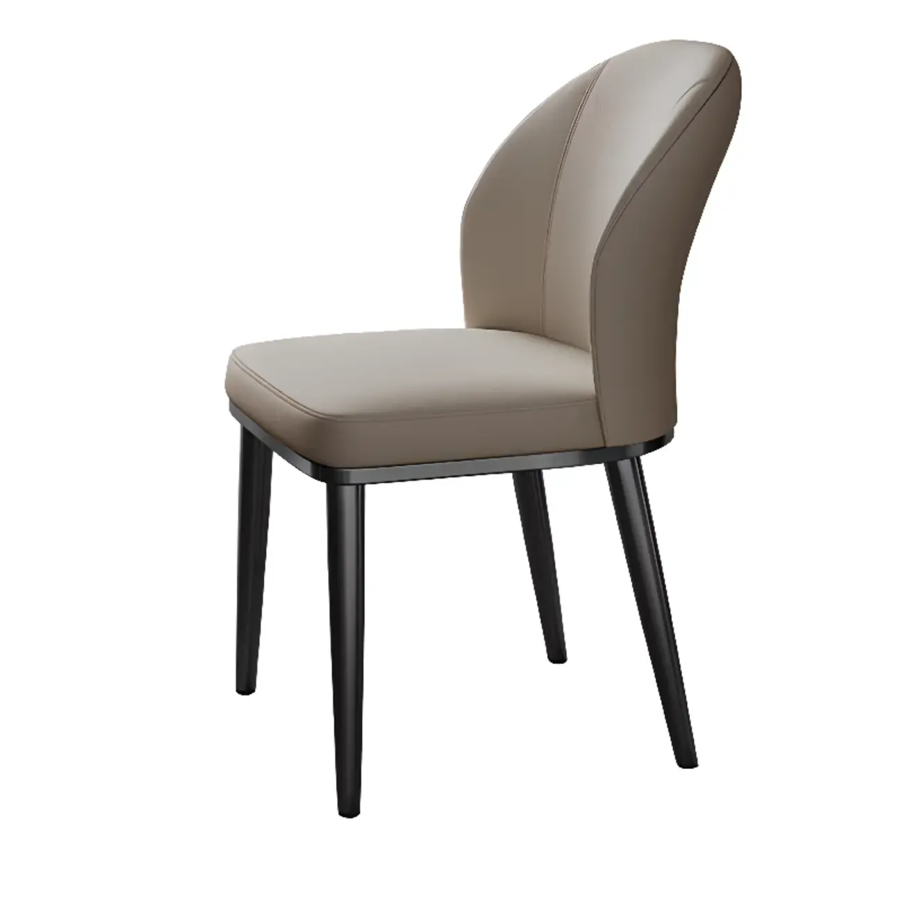 Modern Solid Back Upholstered Faux Leather Dining Chair Image - 8