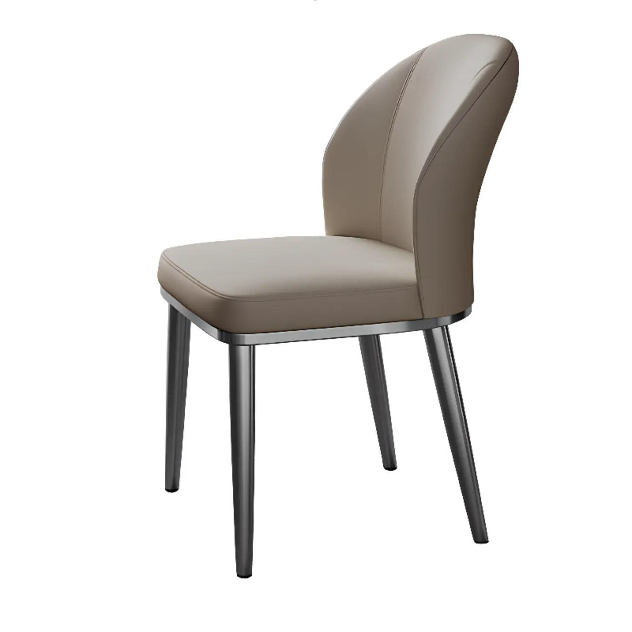 Modern Solid Back Upholstered Faux Leather Dining Chair Image - 9 | homeyfad