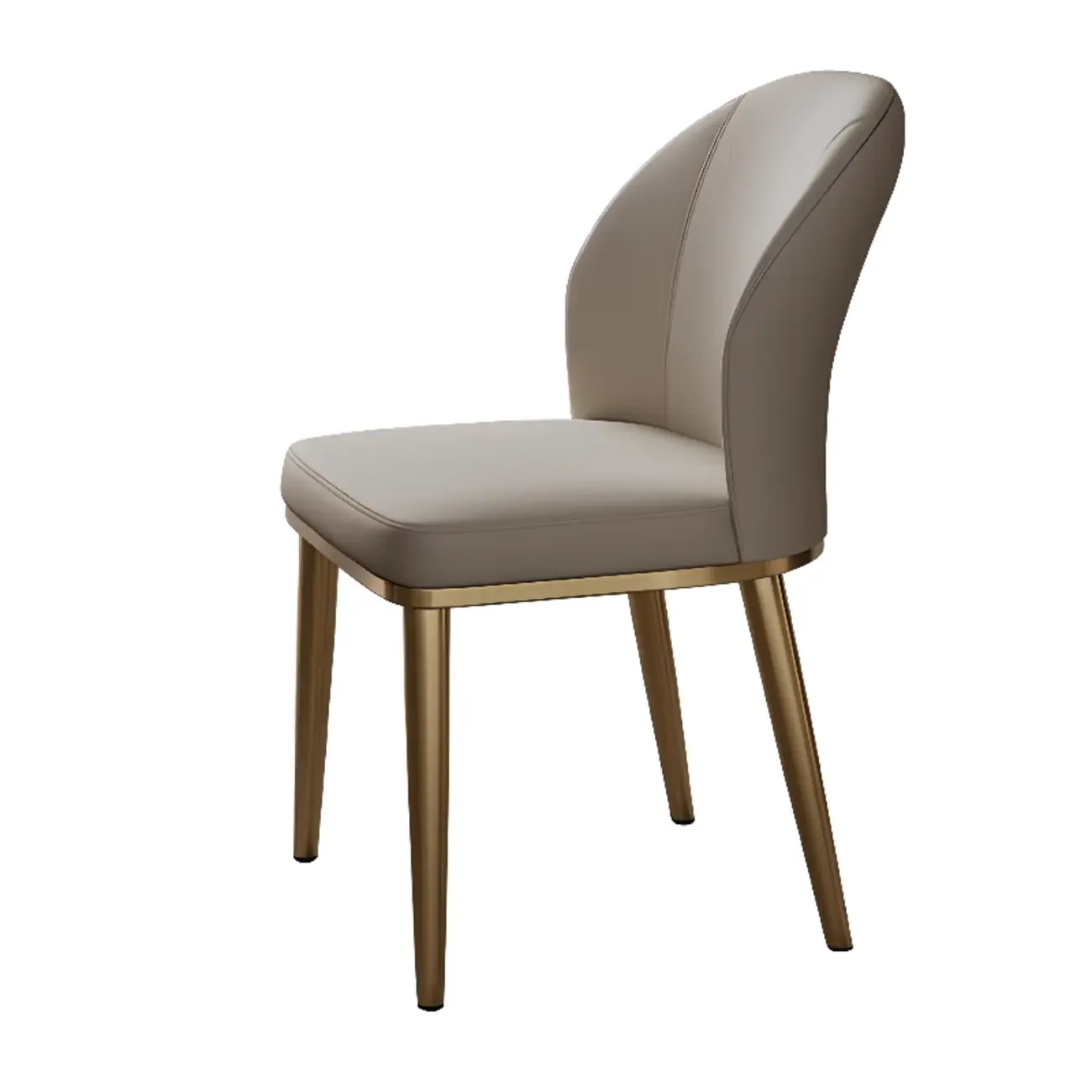 Modern Solid Back Upholstered Faux Leather Dining Chair Image - 10