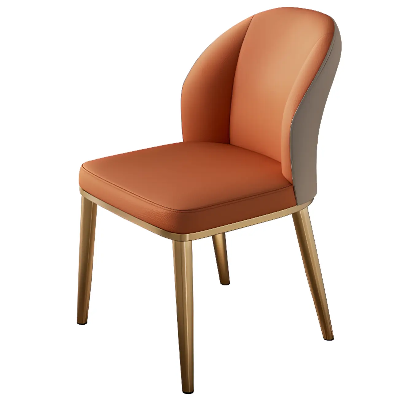 Modern Solid Back Upholstered Faux Leather Dining Chair Image - 11 | homeyfad