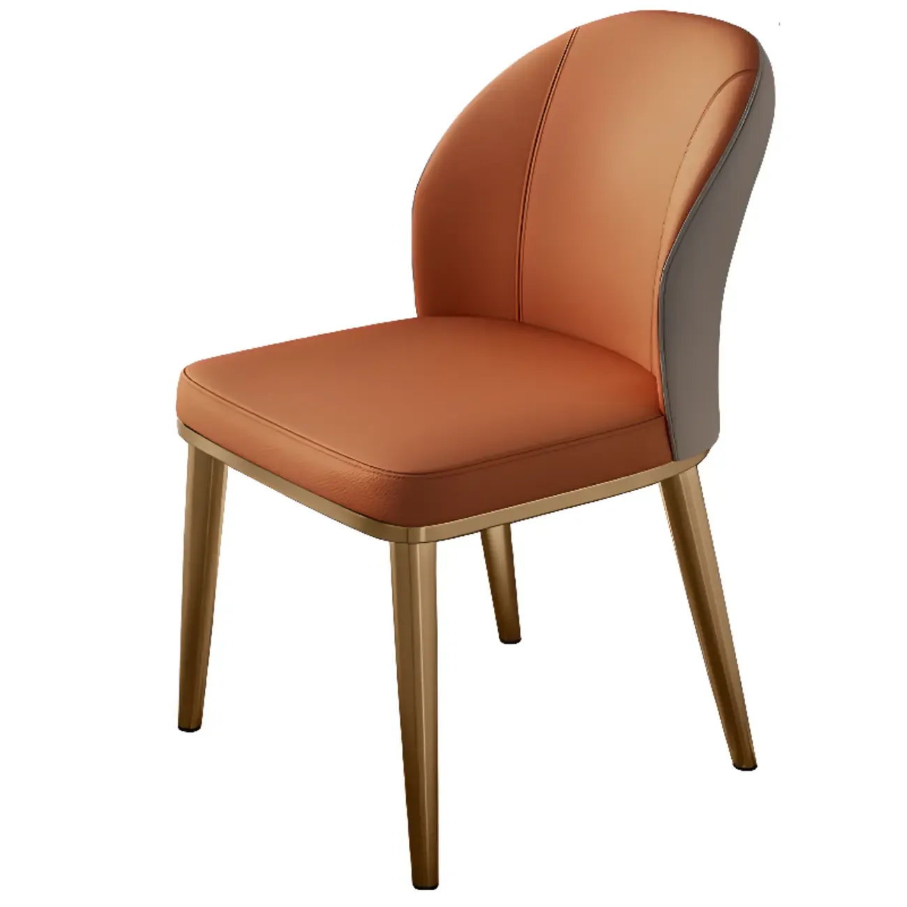 Modern Solid Back Upholstered Faux Leather Dining Chair Image - 12