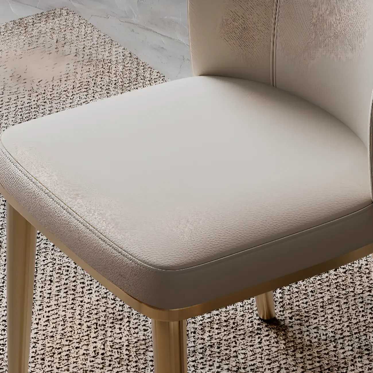 Modern Solid Back Upholstered Faux Leather Dining Chair Image - 6