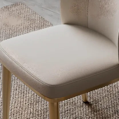 Modern Solid Back Upholstered Faux Leather Dining Chair Image - 6