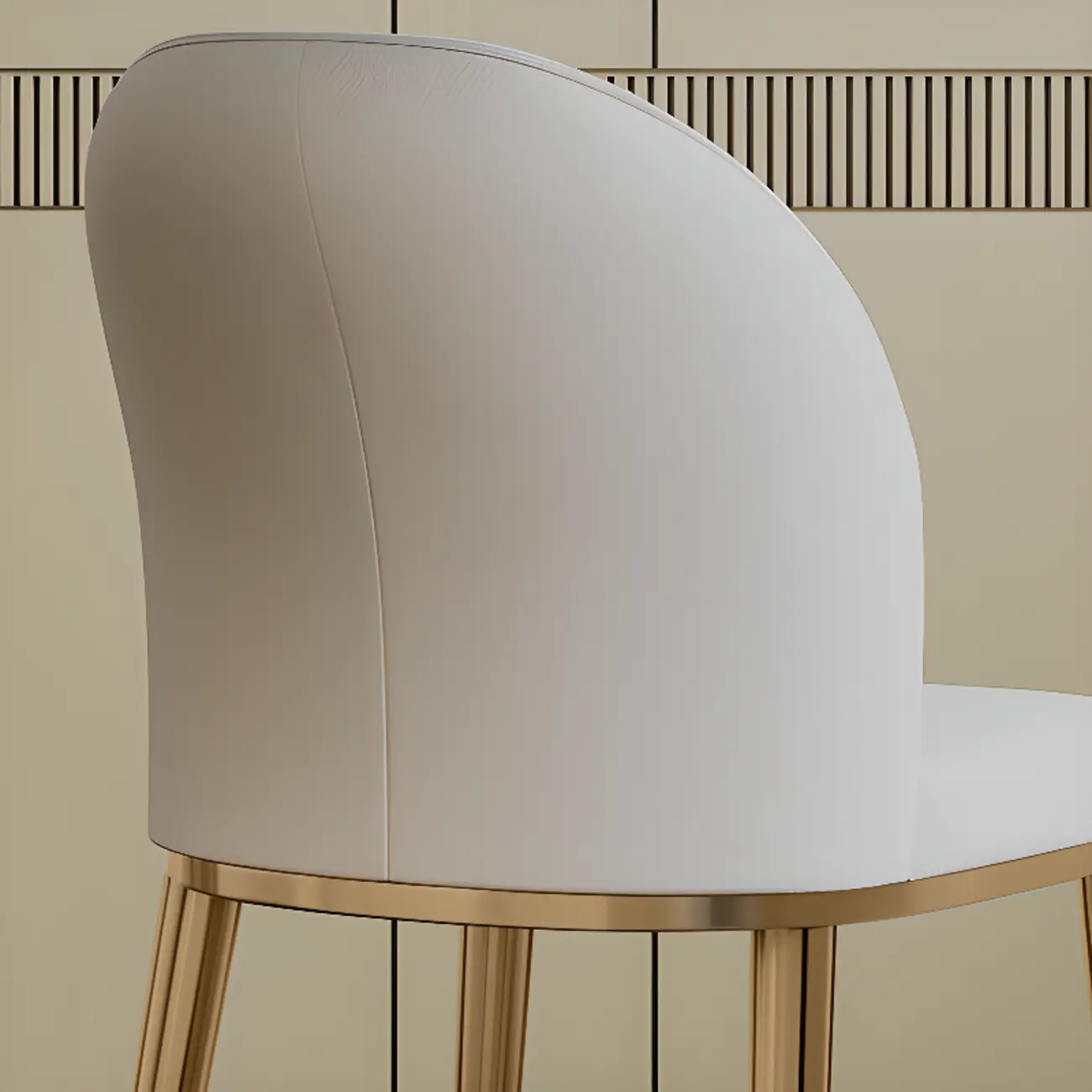 Modern Solid Back Upholstered Faux Leather Dining Chair Image - 5 | homeyfad