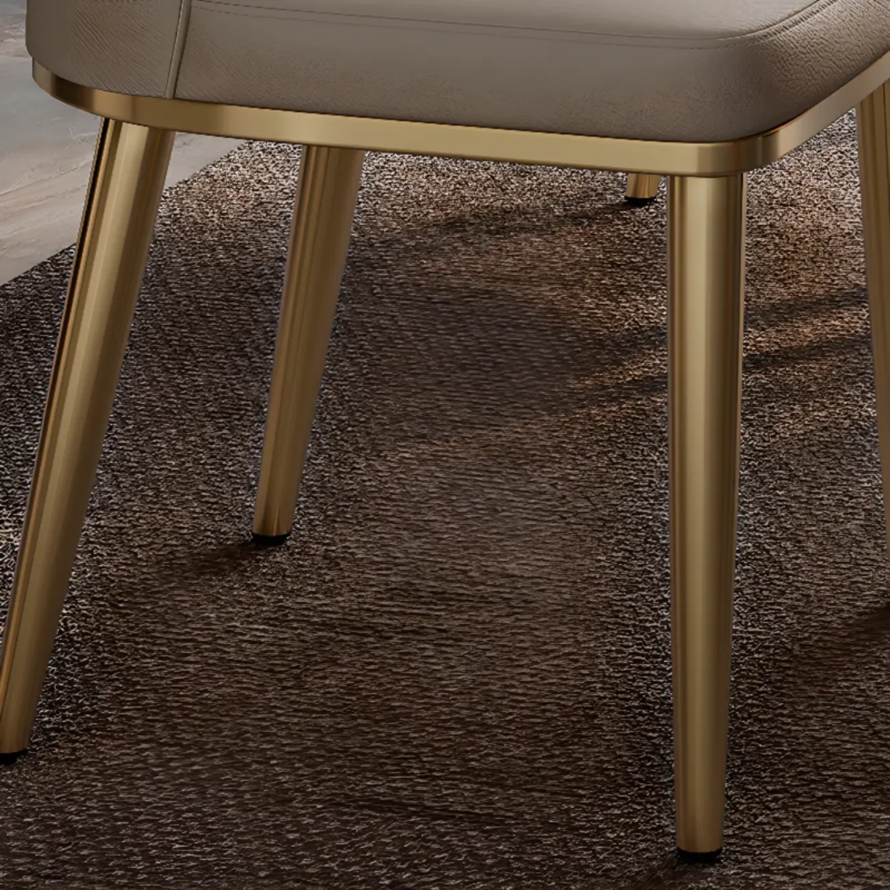 Modern Solid Back Upholstered Faux Leather Dining Chair Image - 7