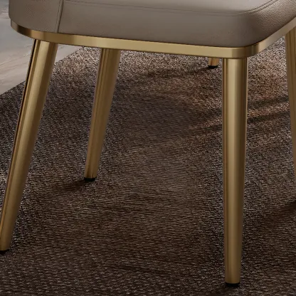 Modern Solid Back Upholstered Faux Leather Dining Chair Image - 7