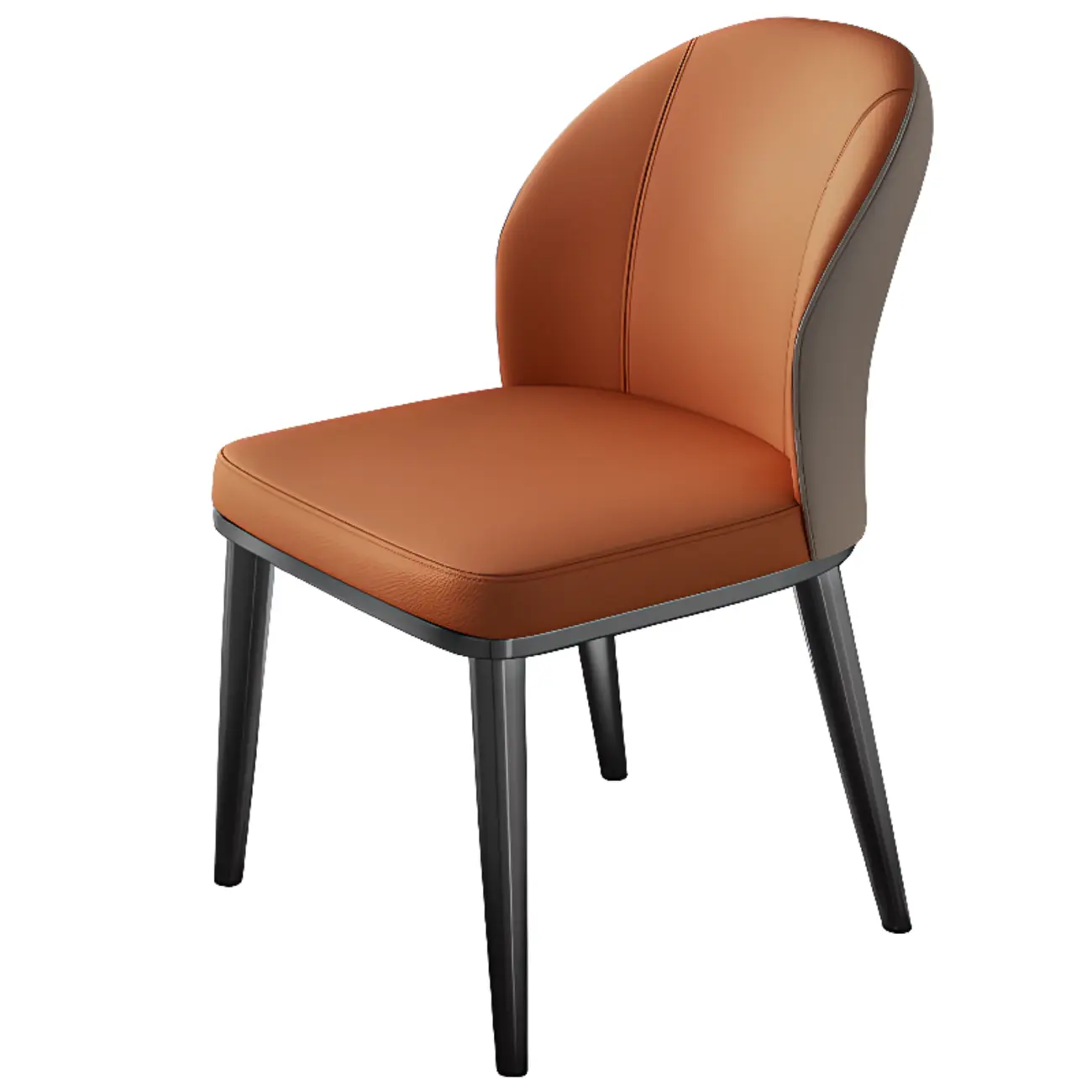Modern Solid Back Upholstered Faux Leather Dining Chair Image - 14 | homeyfad