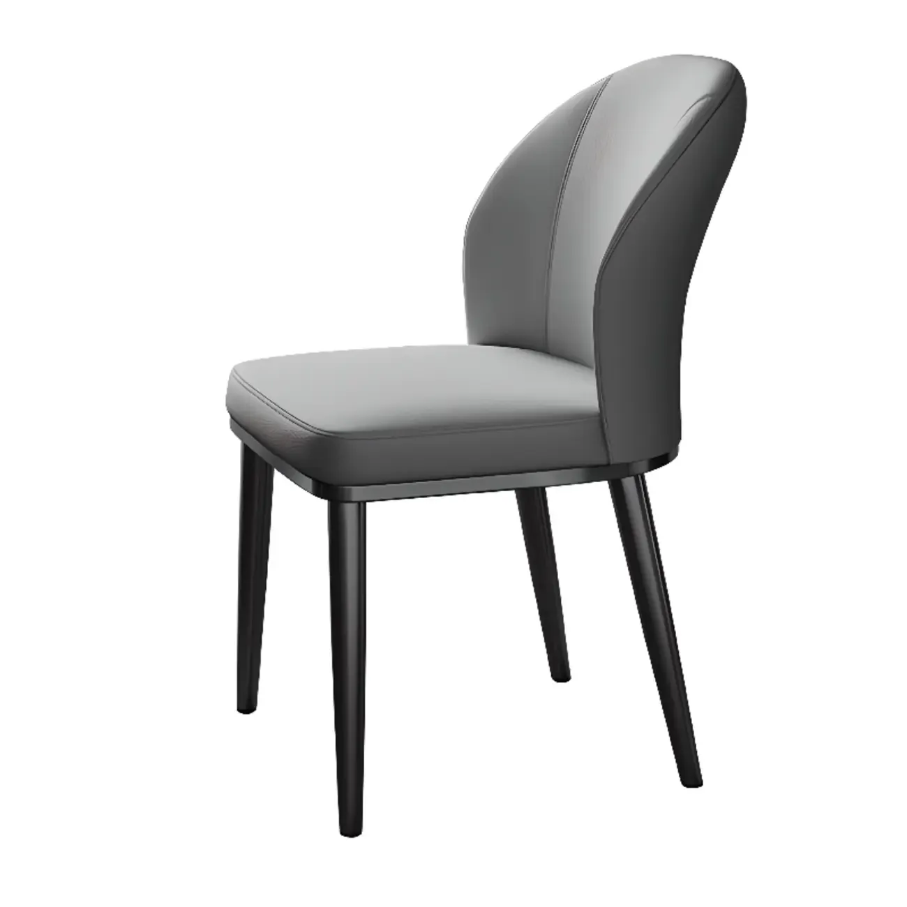 Modern Solid Back Upholstered Faux Leather Dining Chair Image - 16