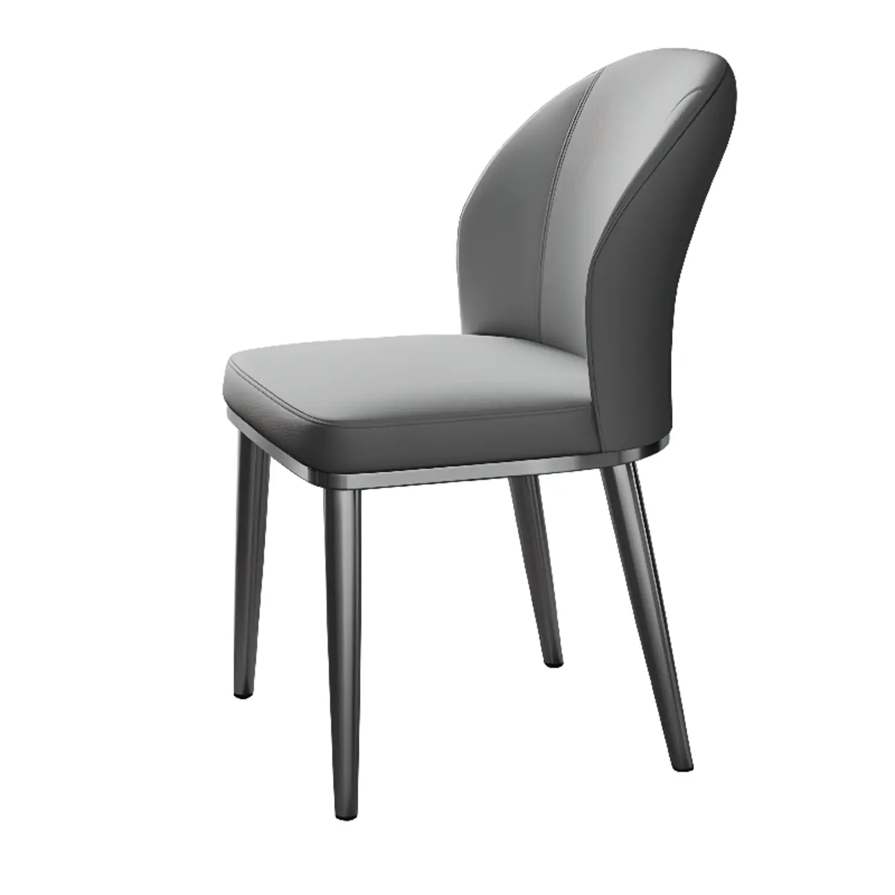 Modern Solid Back Upholstered Faux Leather Dining Chair Image - 17 | homeyfad