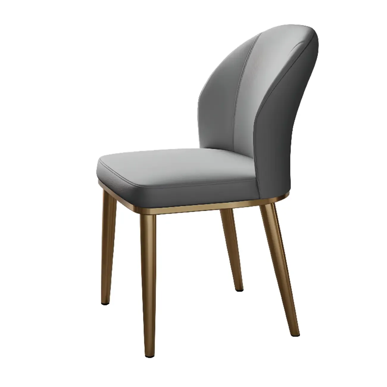 Modern Solid Back Upholstered Faux Leather Dining Chair Image - 18