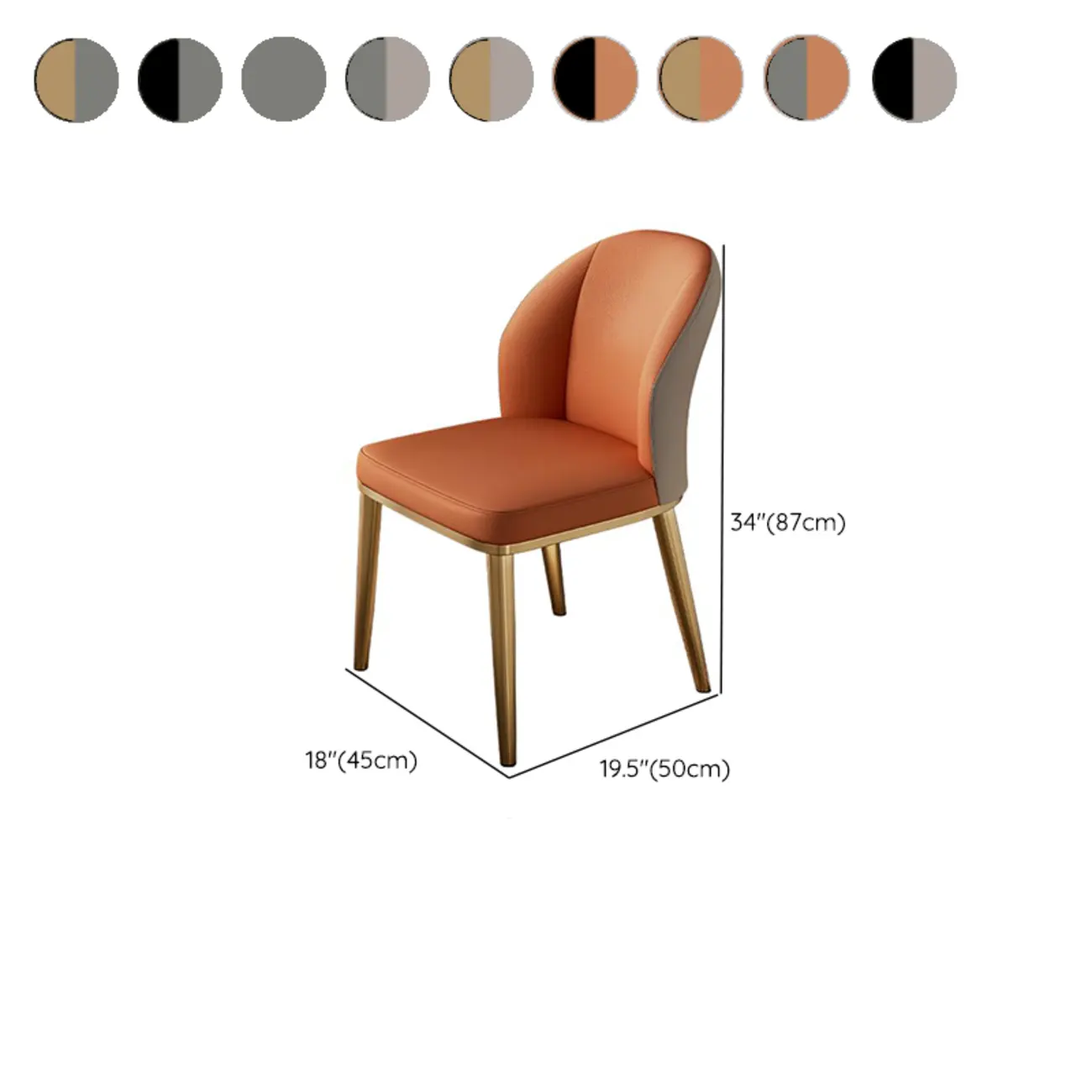Modern Solid Back Upholstered Faux Leather Dining Chair Image - 20 | homeyfad