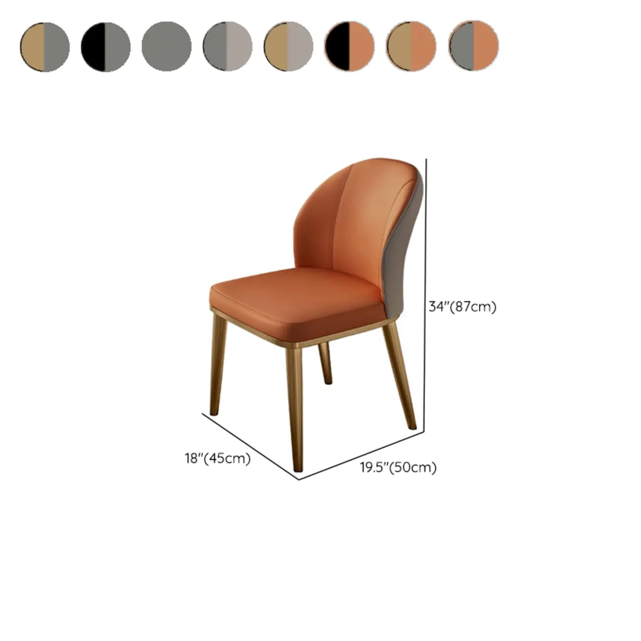 Modern Solid Back Upholstered Faux Leather Dining Chair Image - 21 | homeyfad